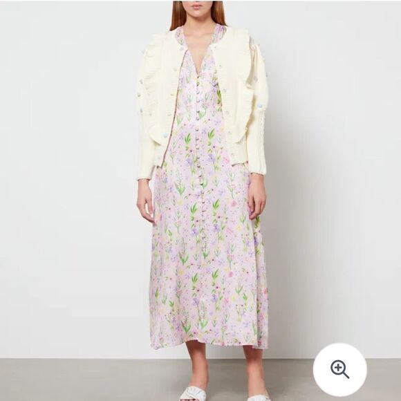 Olivia‎ Rubin Women's Cream Rou Pompom Ruffled Knitted Cotton Cardigan XS - Picture 4 of 6